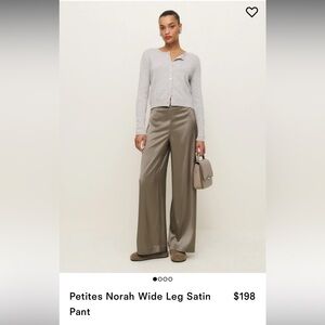 NWT Petites Norah Wide Leg Satin Pant | Taupe | Size Small Petite | REFORMATION